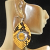 CD152 CLAY DRUZY YELLOW TEARDROP LEATHER EARRINGS