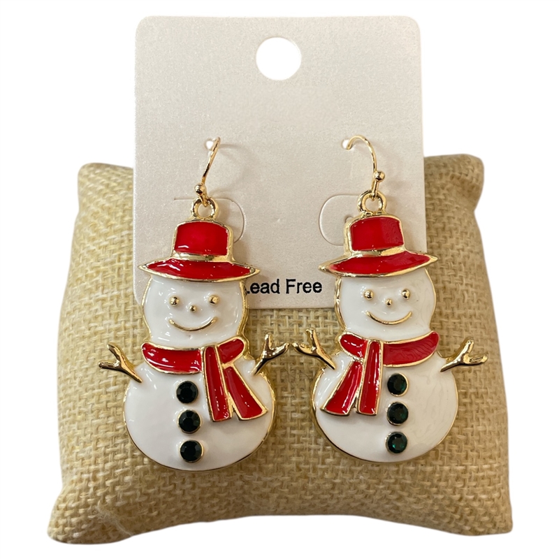 CE11082 SNOWMAN GOLD EARRINGS