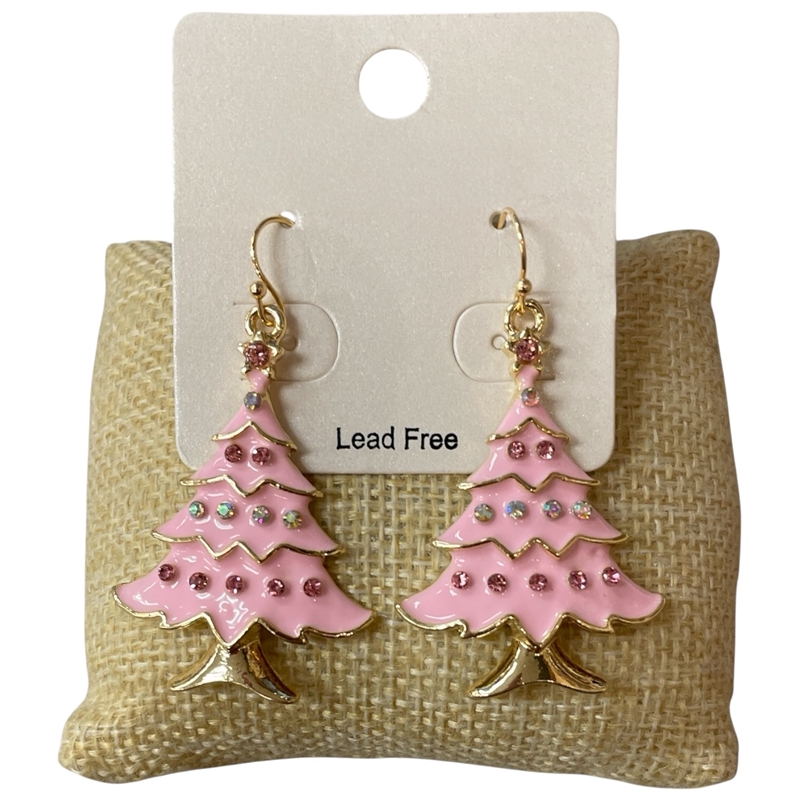 CE11084P XMAS TREE PINK EARRINGS