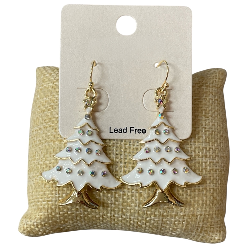 CE11084W XMAS TREE WHITE EARRINGS