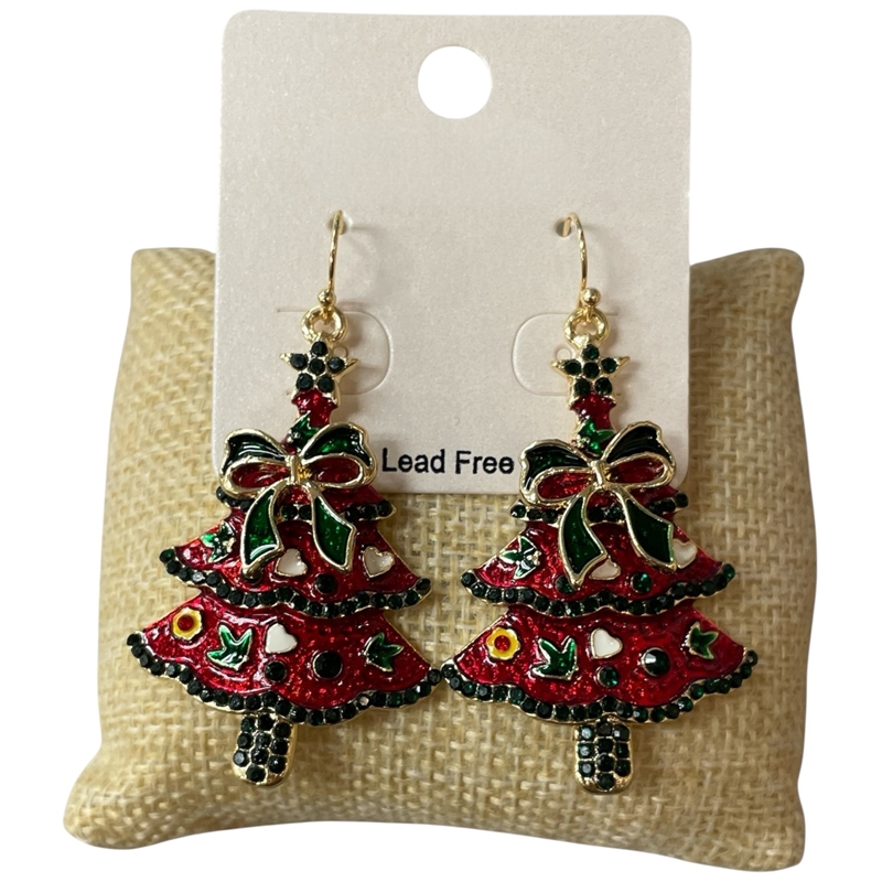 CE11087R XMAS TREE RED MULTI EARRINGS