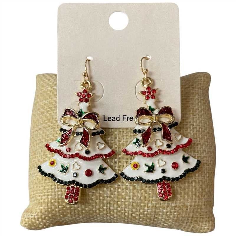 CE11087W XMAS TREE WHITE MULTI EARRINGS