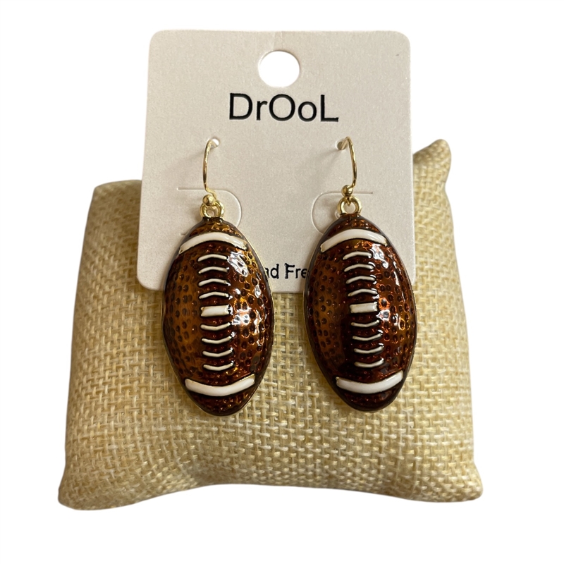 CE11135  BROWN  FOOTBALL  EARRINGS