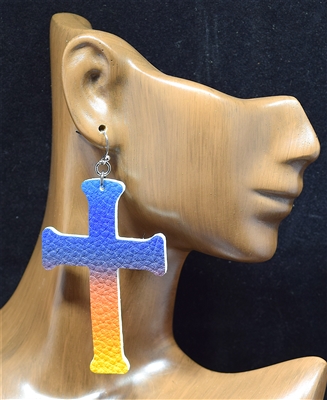 CE1152 CROSS LEATHER EARRINGS