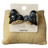 CE11802 BLACK STONE HEART GOLD STUD EARRINGS