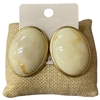 CE11803 IVORY OVAL STONE GOLD EARRINGS
