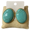 CE11803 TURQUOISE OVAL STONE GOLD EARRINGS