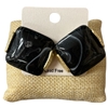 CE11804 BLACK STONE SQUARE GOLD EARRINGS