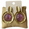 CE11805 PURPLE CENTERED STONE GOLD EARRINGS