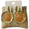 CE11805 CORAL CENTERED STONE GOLD EARRINGS