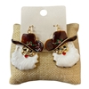 CE11829 BROWN HAT COWBOY SANTA EARRINGS