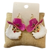 CE11829P  PINK HAT COWBOY SANTA EARRINGS