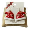 CE11840 PEARLS RED SANTA'S HAT EARRINGS