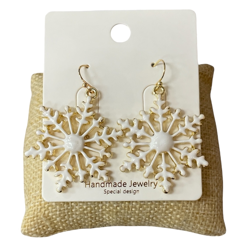 CE11841 WHITE SNOWFLAKE EARRINGS