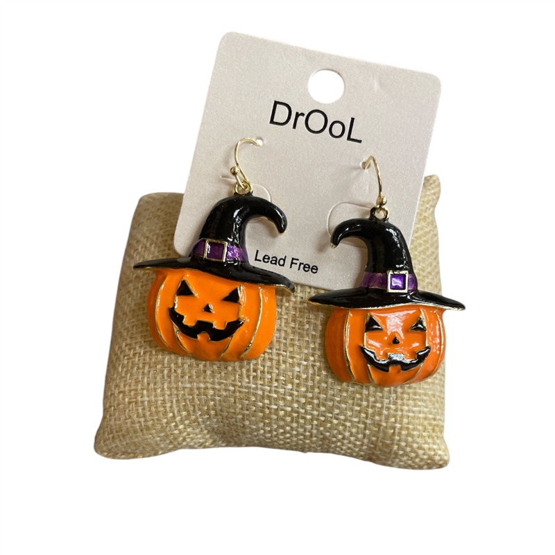 CE11842  WITCH PUMPKIN EARRINGS