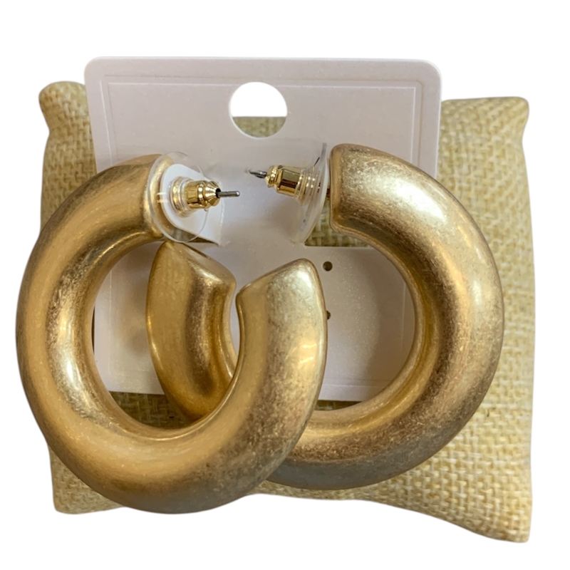 CE11917-1 MEDIUM MATTE CHUNKY OPEN HOOP EARRINGS