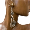 CE1253 SILVER ANTIQUE PATTERN DANGLE EARRINGS