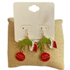 CE1707 MERRY CHRISTMAS GRINCH HAND DANGLE EARRINGS