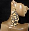 CE2583 BROWN LEOPARD PRINT FAN LEATHER EARRINGS