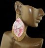 CE2713 MOSAIC CORK LAYERED FAN DANGLE EARRINGS