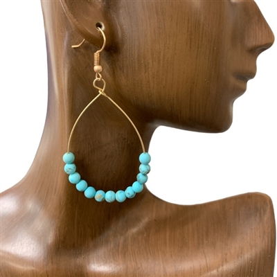 CE3107 SEMI PRECIOUS STONE BEADED TEARDROP EARRINGS