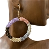 CE3153  BEADED CIRCLE  SHAPE EARRINGS