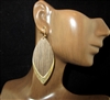 CE3884 WOODEN ANTIQUE GOLD DANGLE EARRINGS