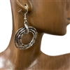 CE3962 HAMMERED SILVER OPEN CIRCLE  EARRINGS