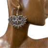 CE4851 ANTIQUE SILVER OWL EARRINGS