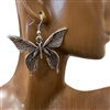 CE6503  ANTIQUE SILVER BUTTERFLY EARRINGS