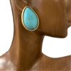 CE7555 TURQUOISE TEARDROP STONE STUD EARRINGS