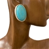 CE7886 TURQUOISE OVAL STONE STUD EARRINGS