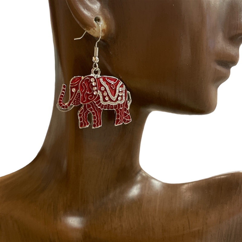 CE8604R RED ELEPHANT EARRINGS