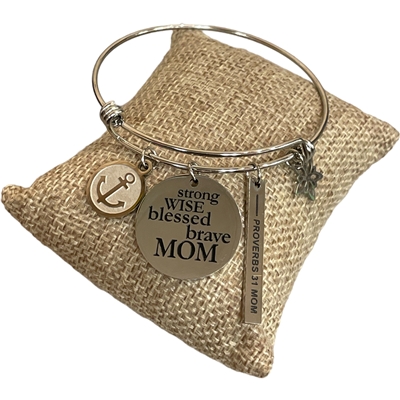 CH037 ''MOM '' STAINLESS  STEEL CHARMS BRACELET