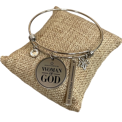 CH045 ''WOMAN OF GOD'' STAINLESS  STEEL CHARMS BRACELET