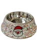 CHR10  SANTA  PINK CRYSTAL STONE DOG BOWL
