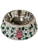 CHR11  SANTA  PINK CRYSTAL STONE DOG BOWL