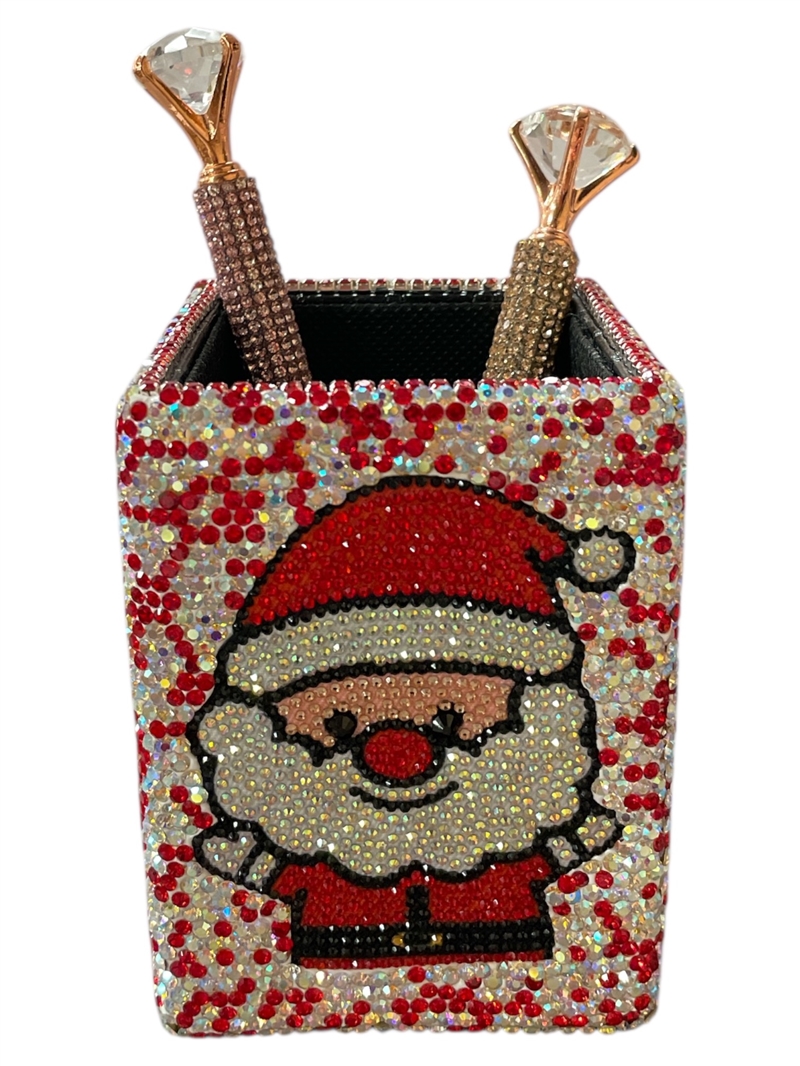 CHR16  SANTA RED RHINESTONE PEN HOLDER
