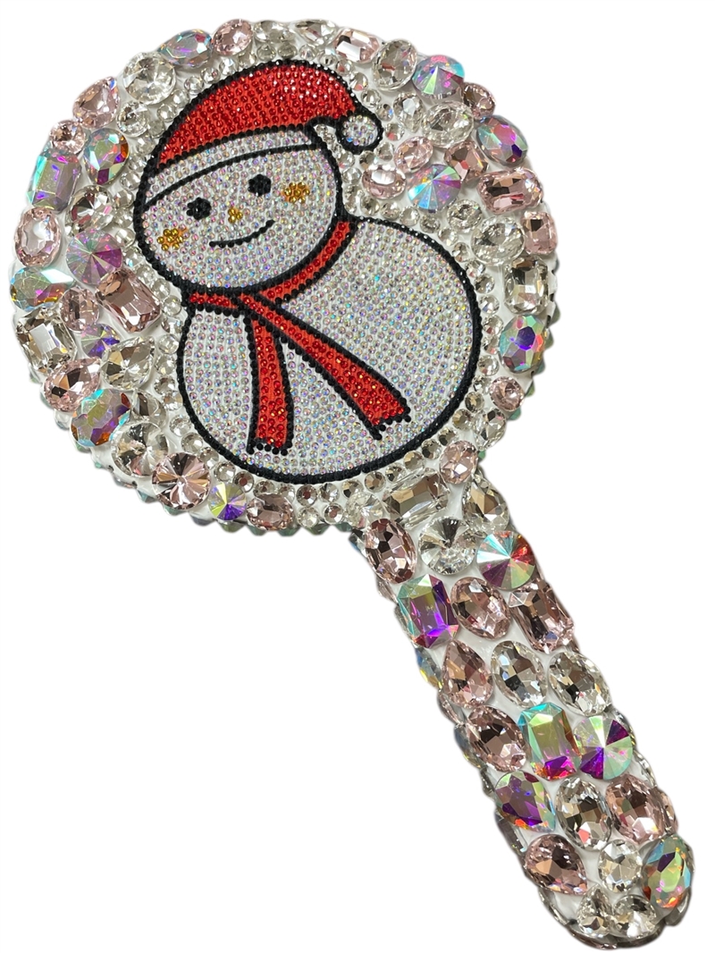 CHR19  SNOWMAN  PINK & AB RHINESTONE MIRROR