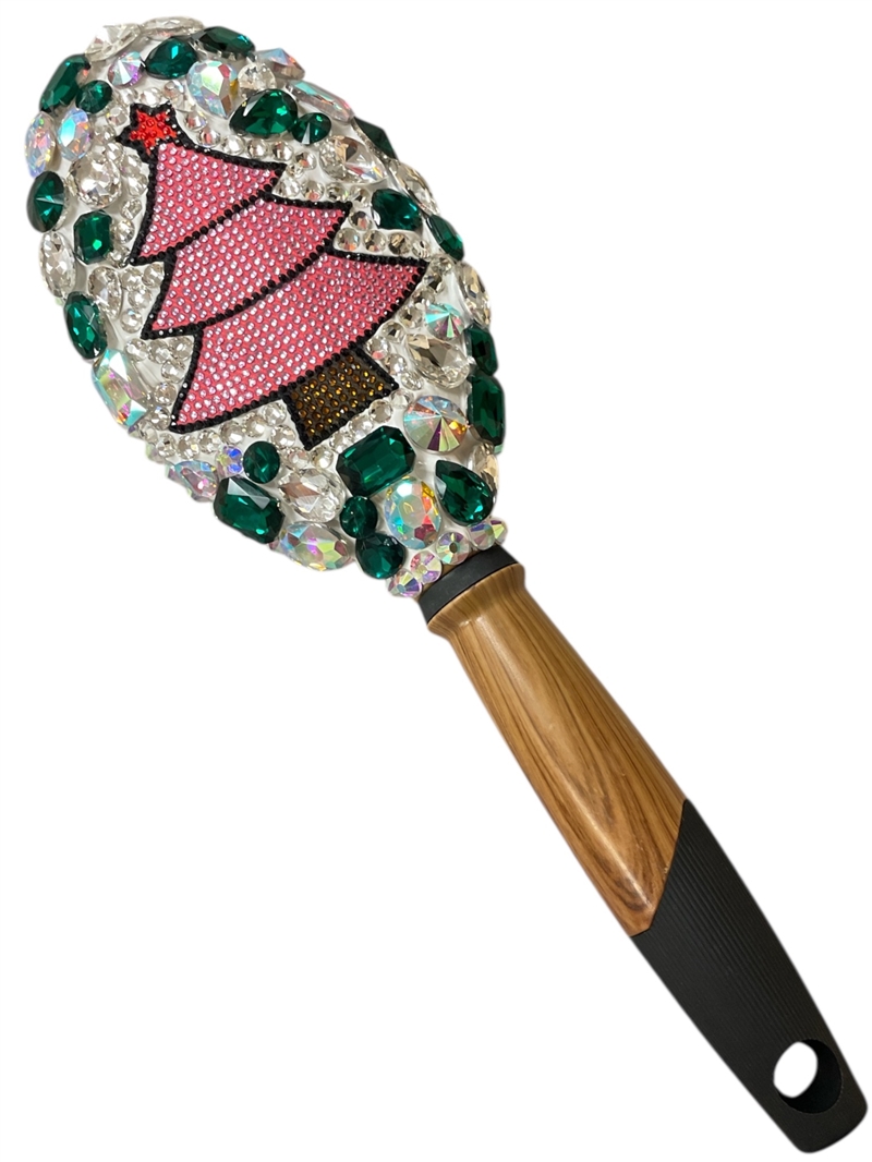 CHR21 PINK TREE GREEN & AB  STONE HAIR BRUSH