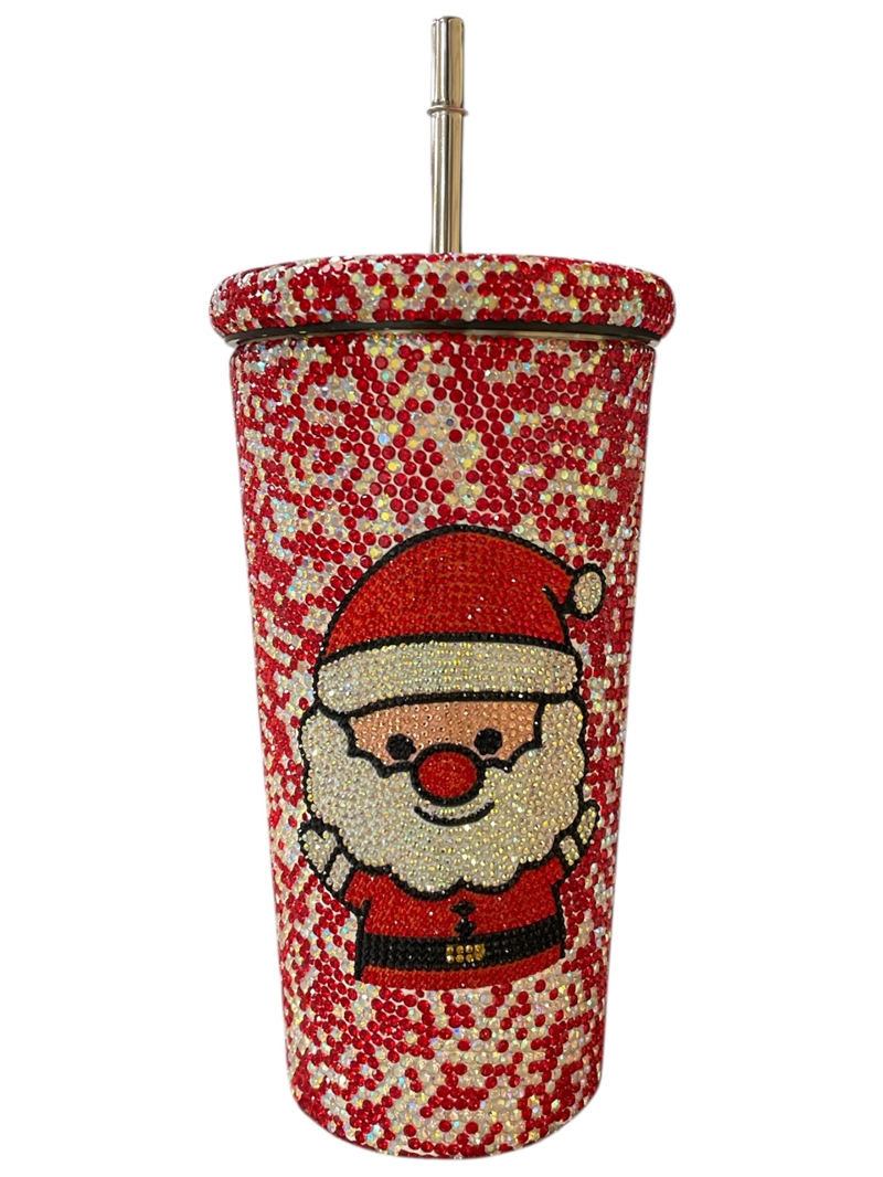 CHR3  SANTA  RHINESTONE RED SODA CUP
