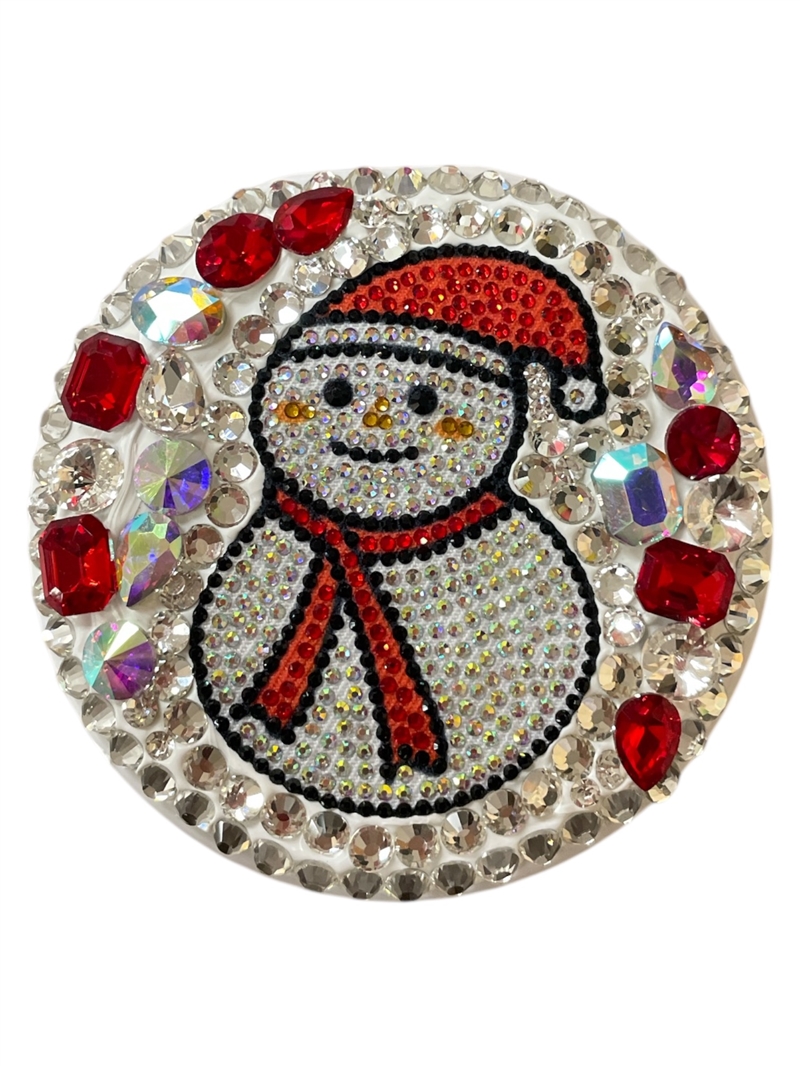 CHR39  SNOWMAN RED & AB  STONE PILL CASE