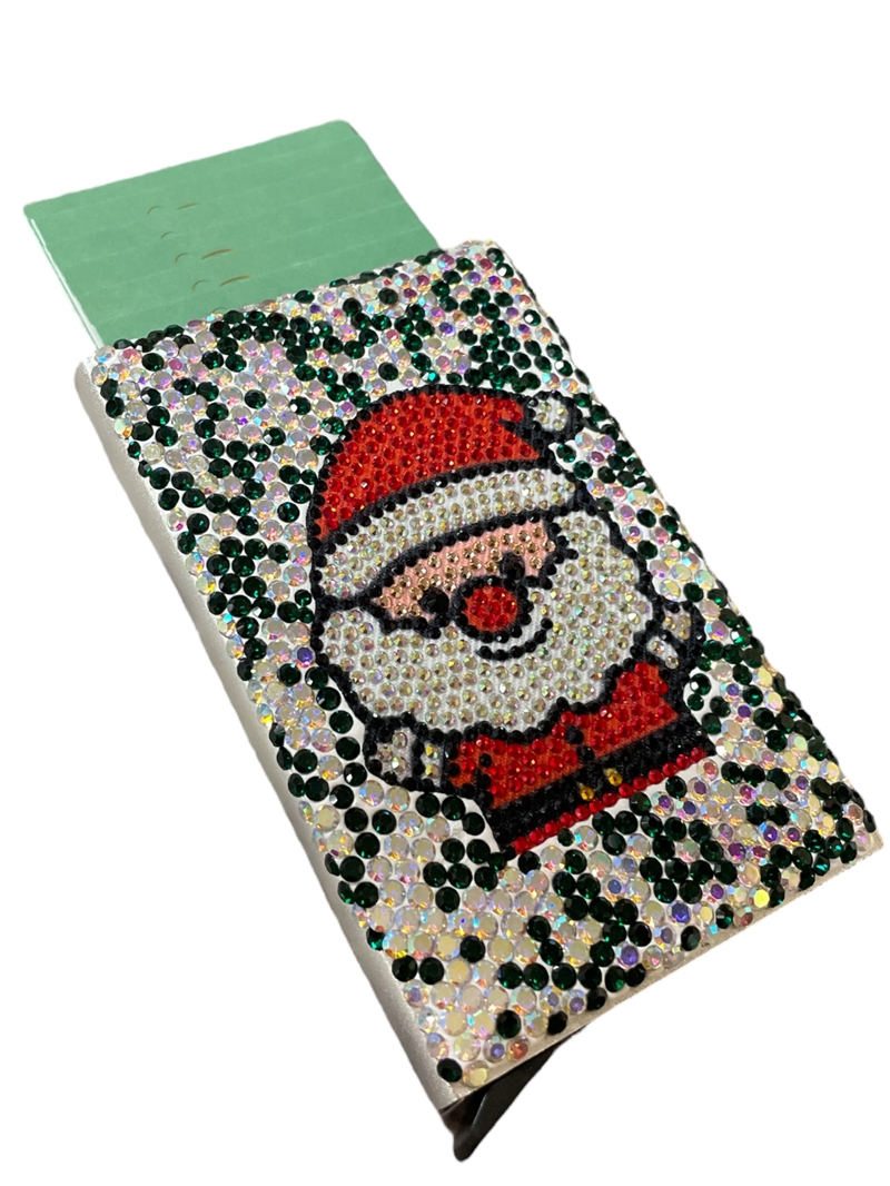 CH41 SANTA GREEN RHINESTONE POP UP WALLET SLIM