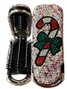 CHR58  PINK CANDY CANE  HAIR BRUSH WITH MIRROR