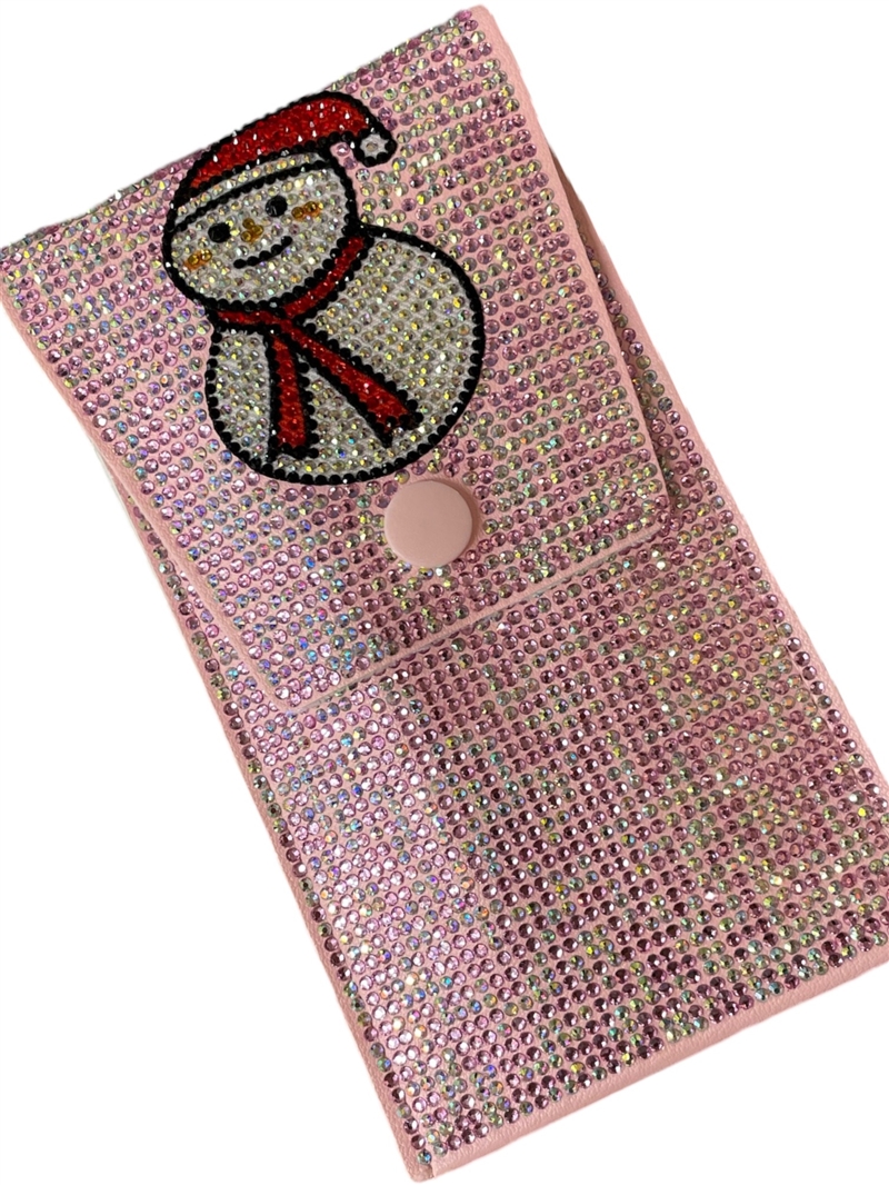 CHR62P PINK SNOWMAN TRAVEL MAKE UP BRUSH SET