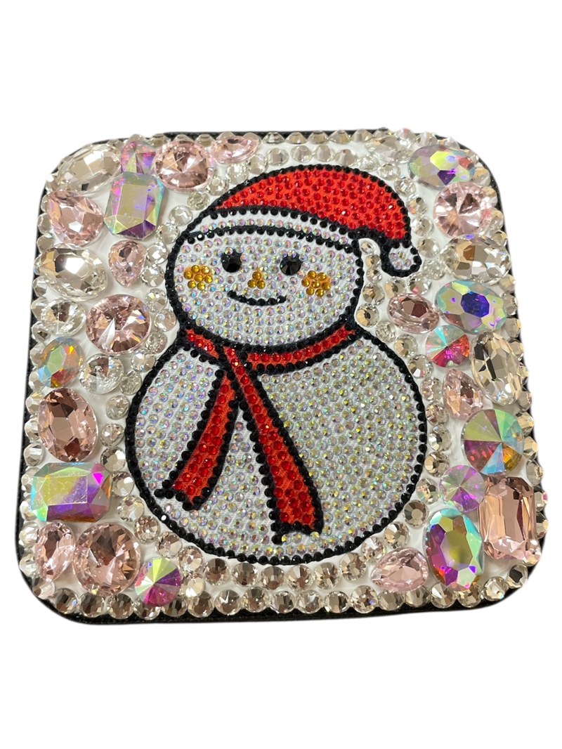 CHR7  SNOWMAN PINK STONE JEWELRY BOX