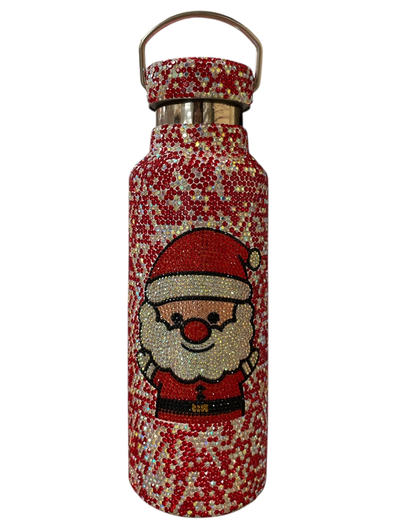 CHR9  SANTA  RHINESTONE RED GYM BOTTLE