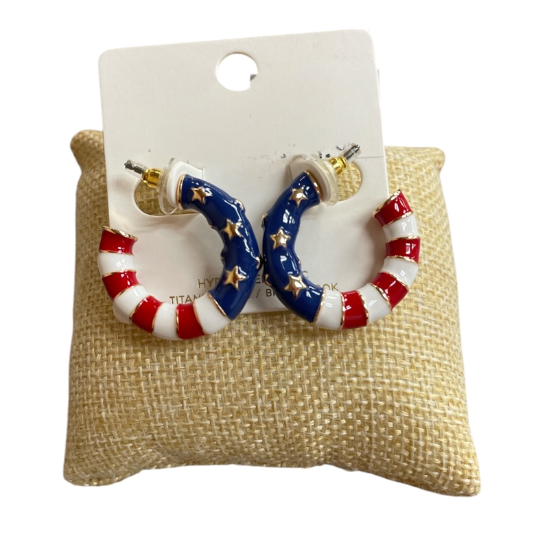CIE2012  AMERICAN FLAG HOOPS EARRINGS
