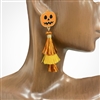 CIE2066 PUMPKIN & TINSEL TASSEL EARRINGS