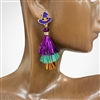 CIE2066H  WITCH HAT & TINSEL TASSEL EARRINGS